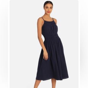 Donna Morgan Blue Pleated Sundress Spaghetti Strap Midi